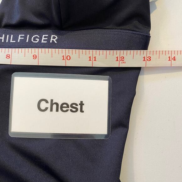 Tommy Hilfiger Logo Halter One Piece Swimsuit in Navy Blue Stretchy size S NWT - Picture 10 of 14